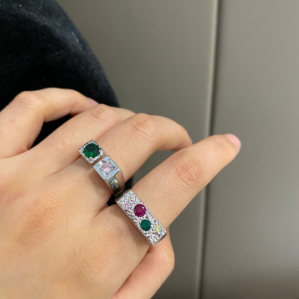 Cincin Bentuk Hati Warna Permen Gaya Harajuku Untuk Aksesoris