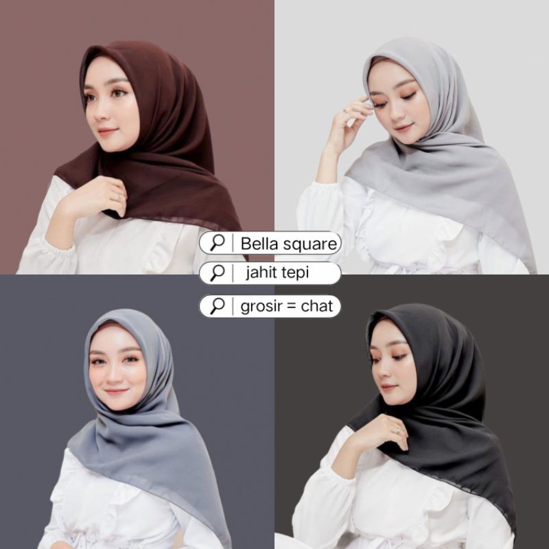 PROMO HIJAB BELLA SQUARE JAHIT TEPI 110x110 II JILBAB DAILY MURAH II KERUDUNG SEGI EMPAT