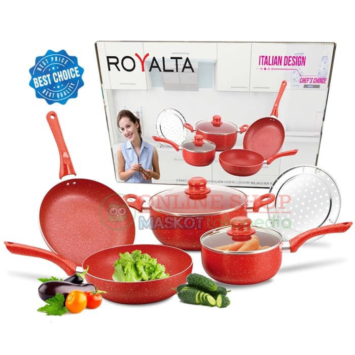 PANCI 7 PC Granite ROYALTA SET STEAMER &amp; Anti lengket Berkualitas