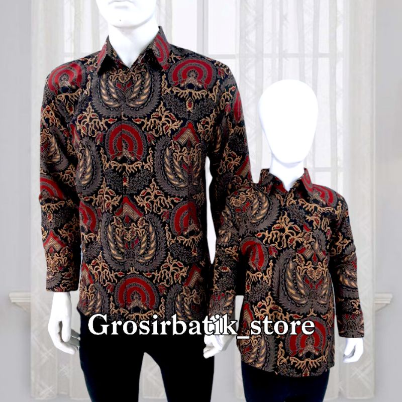 BAJU KEMEJA BATIK COUPLE AYAH DAN ANAK premium katun furing motif elegance