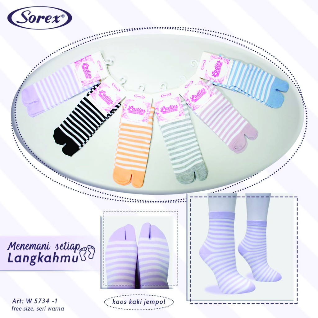 Kaos Kaki Wanita 1 set 3 pasang Sorex W 5734-1/ Ladies Socks Jempol Sneaker Semata Kaki  W5734-1