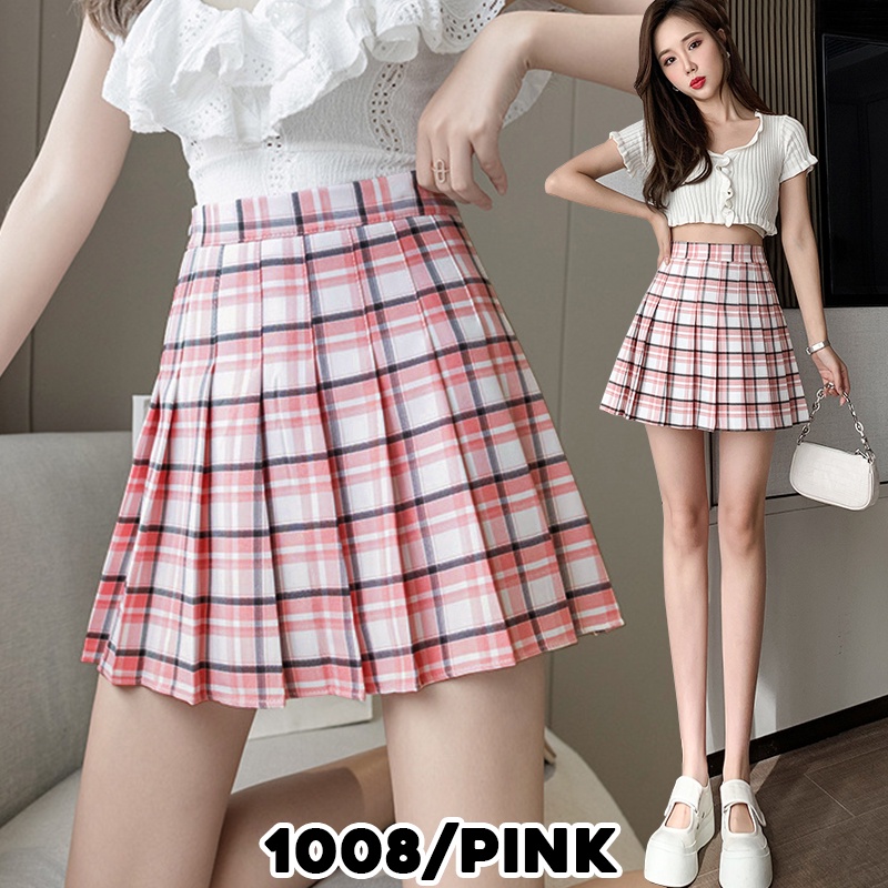 KARAKOREA 1009 Braves Girls Skirt/Rok Mini/Rok Kotak kotak/Rok Lipit Lisa/Rok Korea Skirt