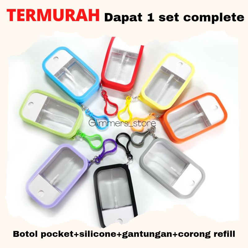 Botol Spray Pocket Handsanitizer semprot versi terbaru Gen2 dpt komplit set silicone 45ml