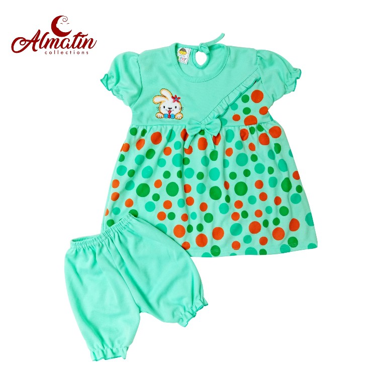 3 STEL DRESS ANAK PEREMPUAN / BAJU ANAK PEREMPUAN / SETELAN DRESS BAYI MOTIF POLKADOT 3-18 BULAN
