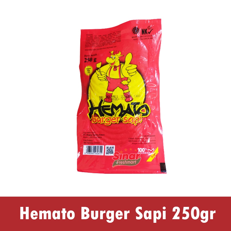 

[SINAR.FRESHMART] HEMATO BURGER DAGING SAPI isi 10pc [250gr]