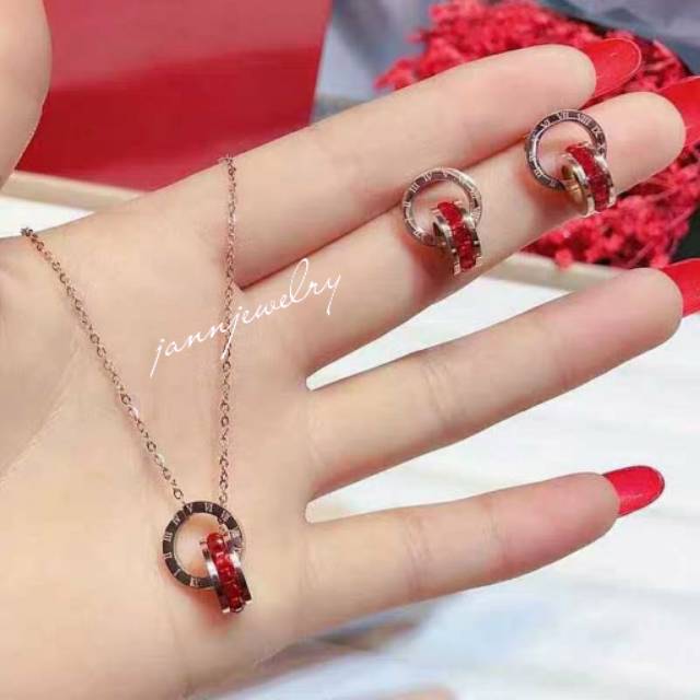 Kalung set anting titanium asli anti alergi dan karat klu 45cm