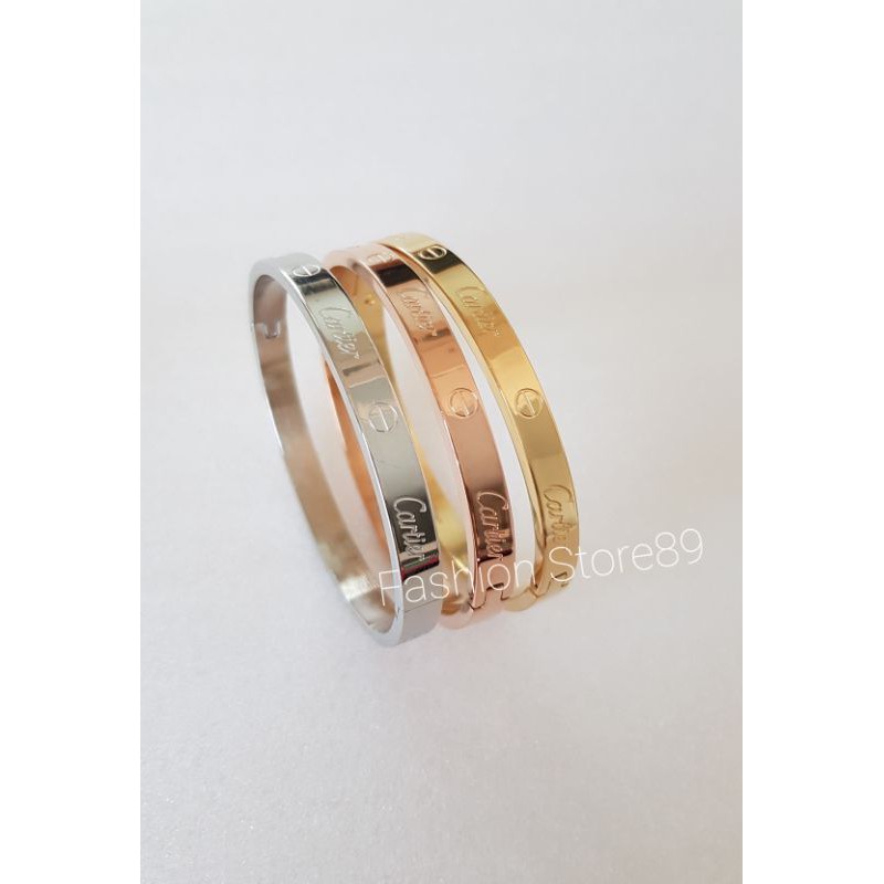 Gelang Bangle CR Titanium import bestseller Antikarat Gold Rosegold white gelang keroncong titanium