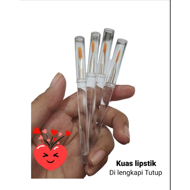 Kuas lipstik + tutup transparan