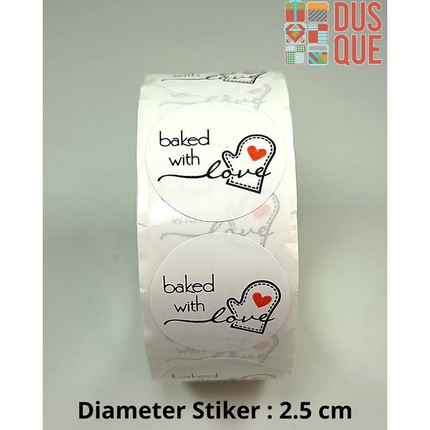 

10PCS STIKER LABEL BAKED WITH LOVE IVORY / STICKER LABEL BAKED WITH LOVE IVORY