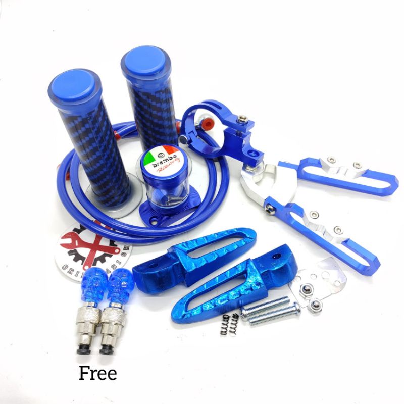 Handgrip carbon+ selang rem depan 95cm+ kleman selang+ footstep scoopy+ stempel kaca FREE TUTUP PENTIL VARIASI Universal