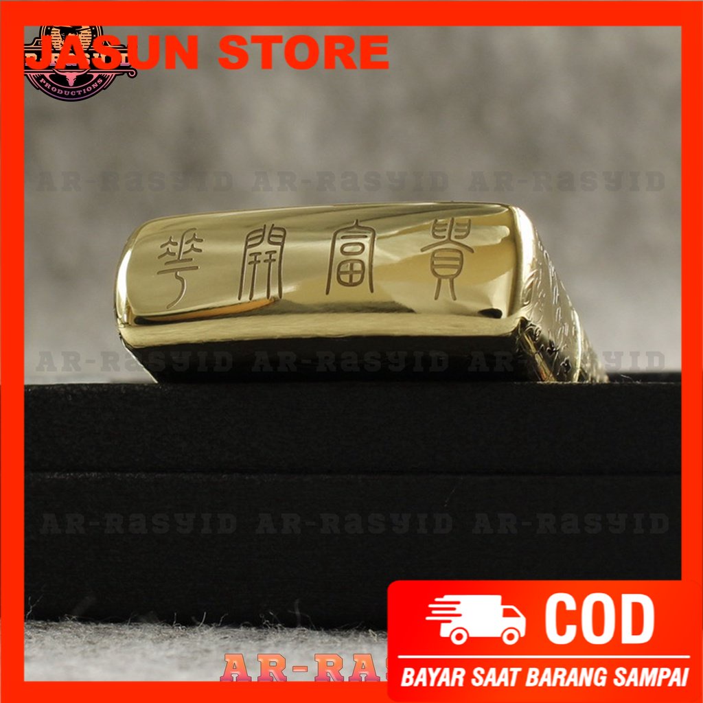 Korek Api Minyak Zippo Gold Ukir Motif Flower 168 3962-10