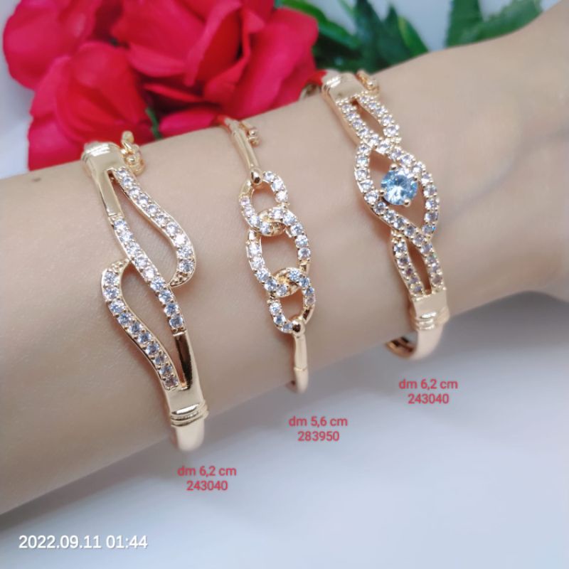 Gelang Tangan Bangle Wanita Titanium Xuping Perhiasan Aksesoris Lapis Emas Anti Karat