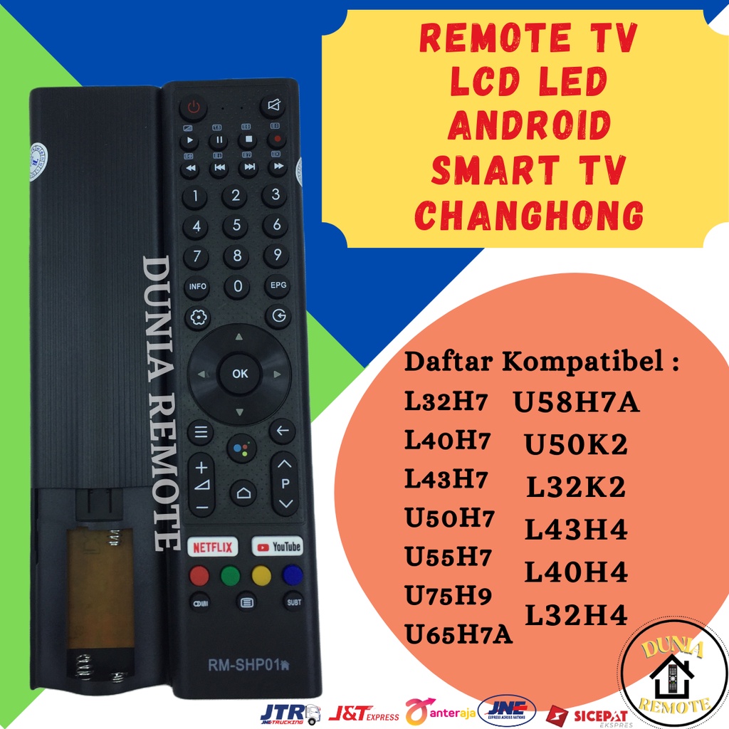 Remot Remote TV CHANGHONG SMART TV Android Infrared LCD LED youtube netflix (L32K2 L43H4 L40H4 L32H4)