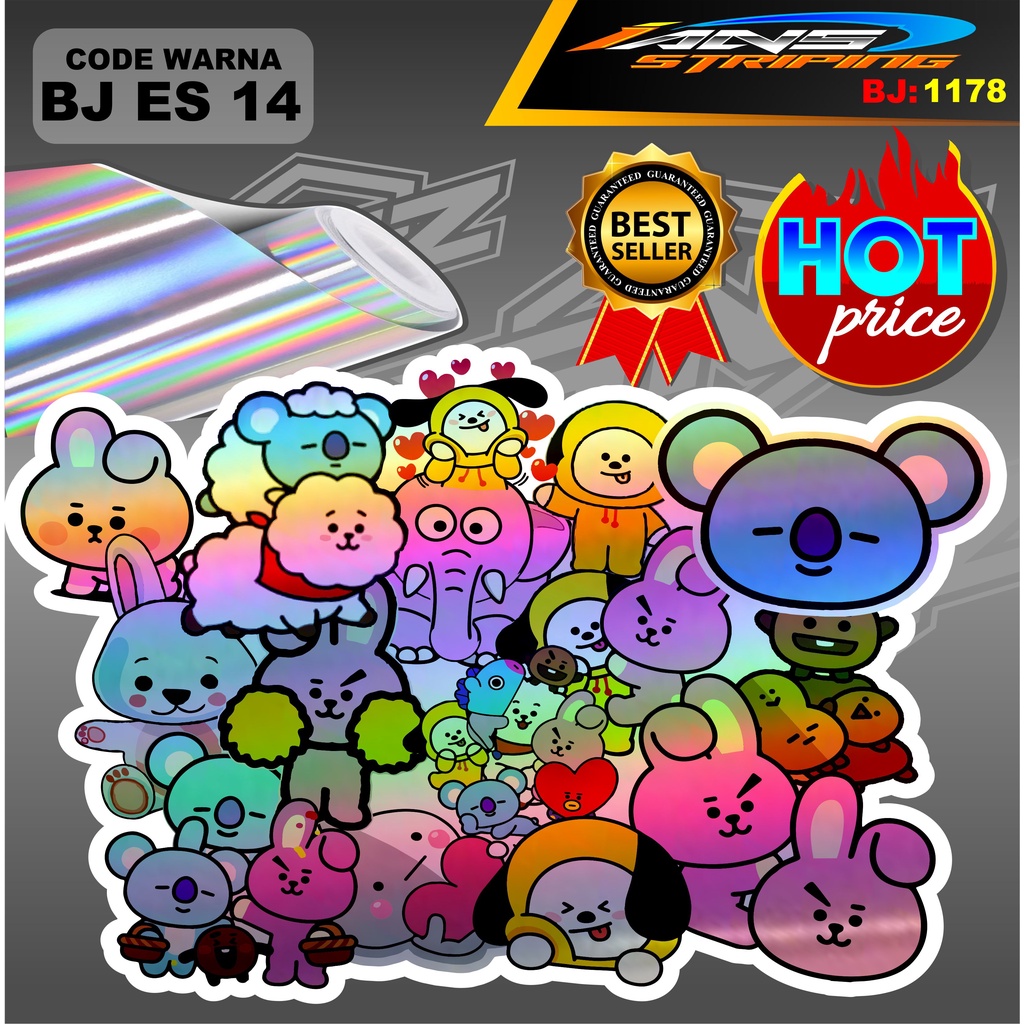 STIKER BT21 LUCU / STIKER KULKAS HOLOGRAM / STIKER LAPTOP