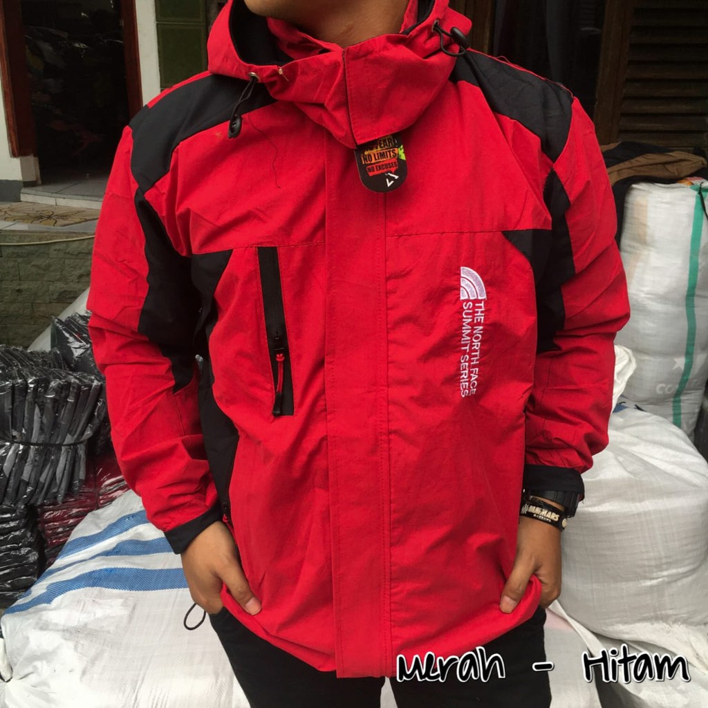 (BISA COD) Jaket Summit Jaket Muncak Jaket Outdoor Murah Jaket Gunung Jaket Waterproof Anti Air-TNF MERAH - HITAM