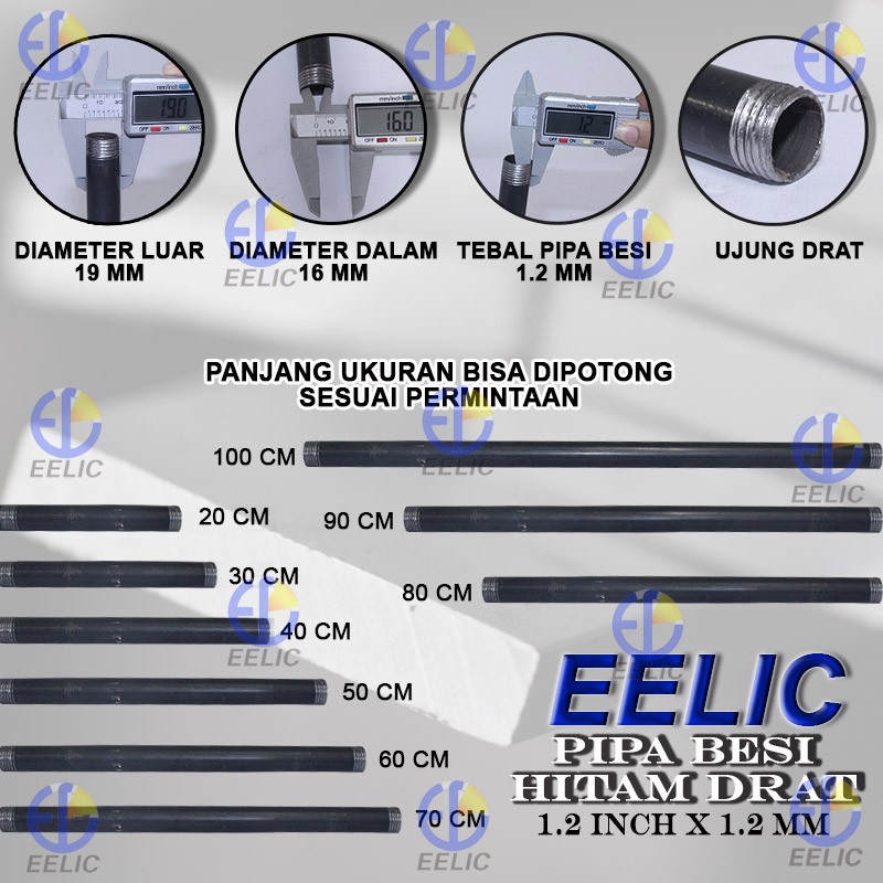 EELIC PBD-1/2IX1.2MM PIPA BESI HITAM DRAT BULAT POLOS 1/2&quot;x1.2mm PANJANG 70 CM COCOK UNTUK DIY