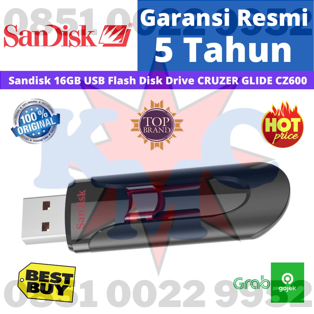 SanDisk 16GB USB Flash Disk Drive CRUZER GLIDE CZ600