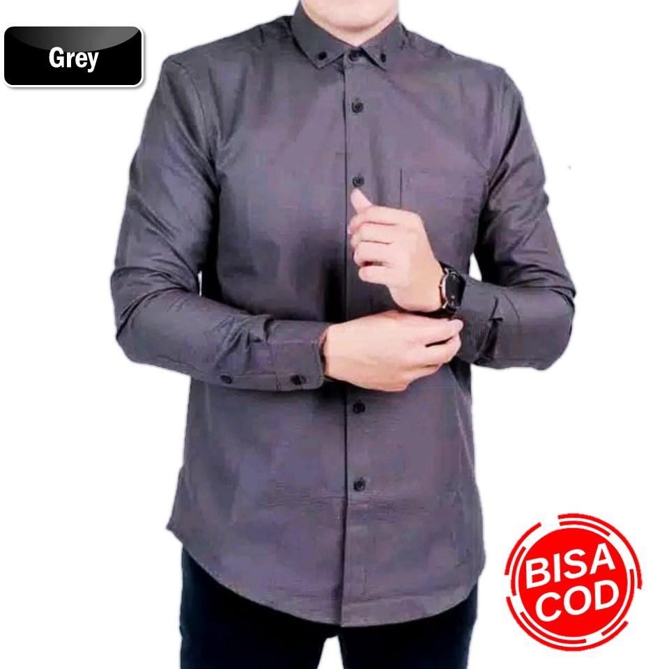 KEMEJA PRIA MENS POLOSAN LENGAN PANJANG COOLMAN PAKIAN PRIA CASUAL PAKAIAN DINAS PNS KERJA SIZE MLXL