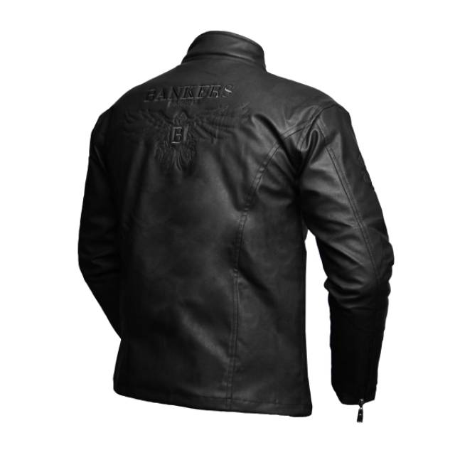 ORIGINAL BANKERS Jaket Motor Touring Semi Kulit Sintetis Tebal Premium Distro Polos Pria Dewasa Keren Terbaru Kasual Simple Warna Hitam Polos Murah Waterproof Anti Air Dan Angin Musim Panas Dingin Outdoor Model Terbaru Garansi Bisa COD Ukuran L XL XXL