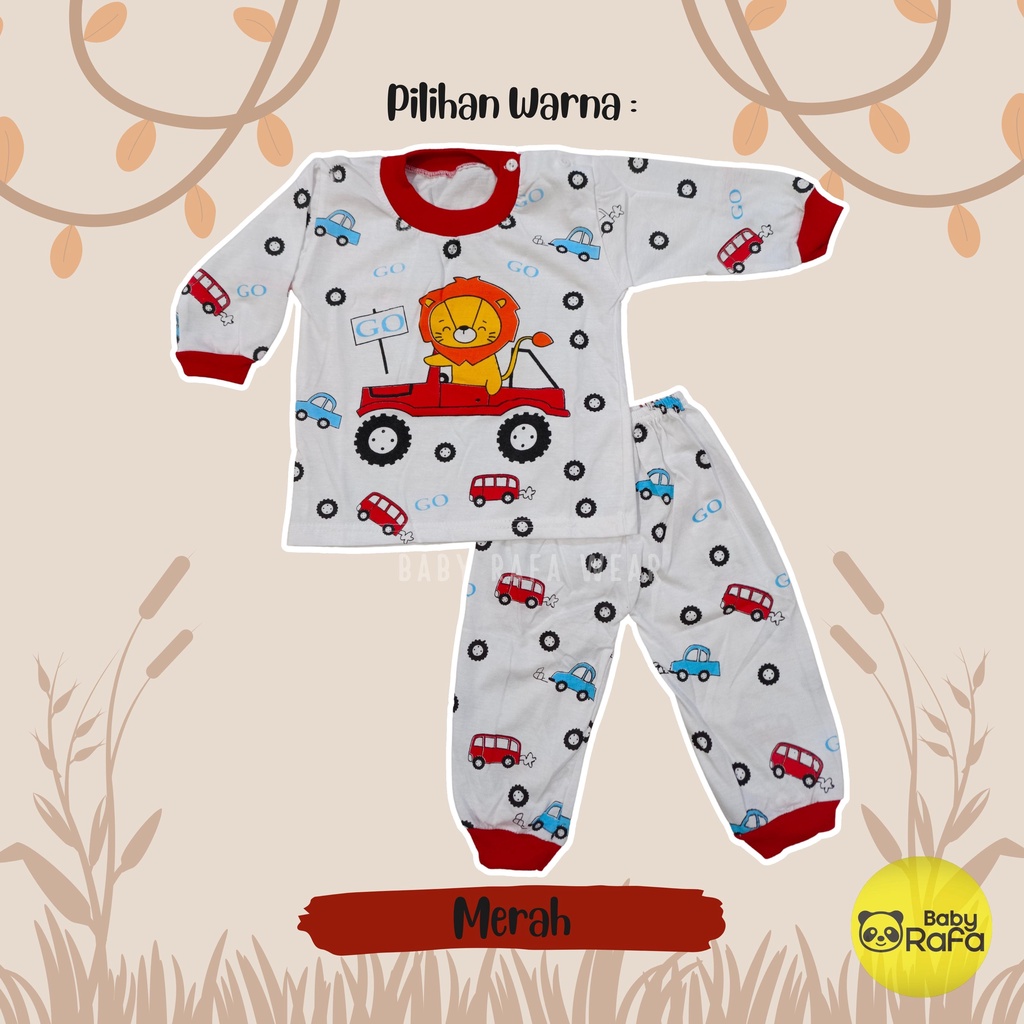 Setelan Piyama Baju Bayi Panjang 3 - 18 Bulan merk VIORI motif Lion Car