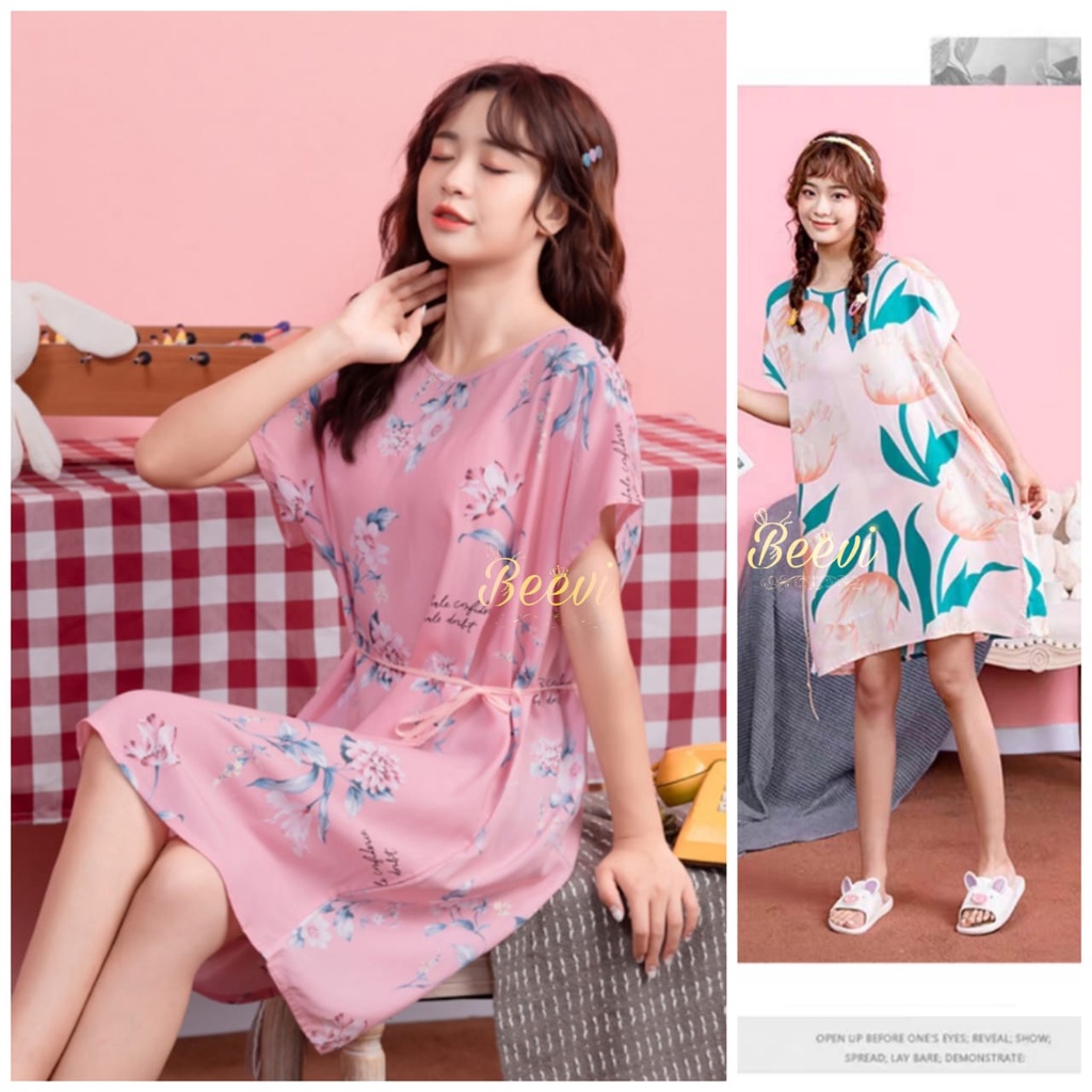 Beevi A500 daster JUMBO wanita dewasa korea  baju tidur wanita piyama import