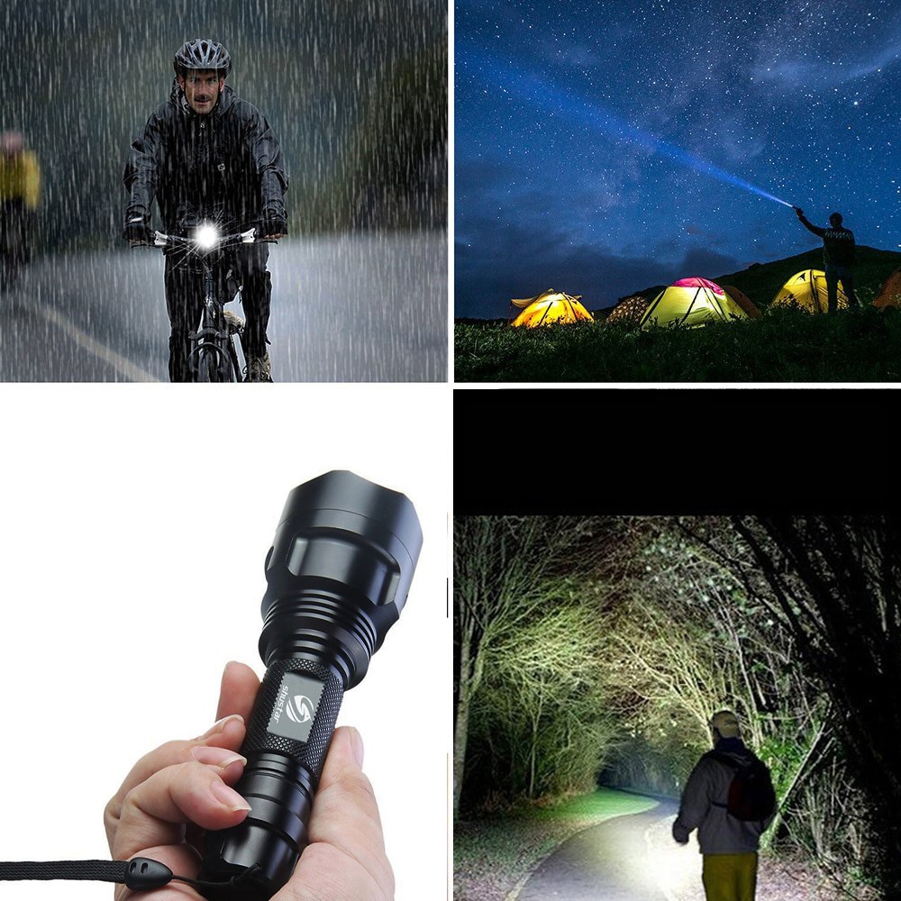 TaffLED Paket Senter LED Flashlight Cree Q5 4000 Lumens + 1xBattery + Charger + Box - C8 - Black