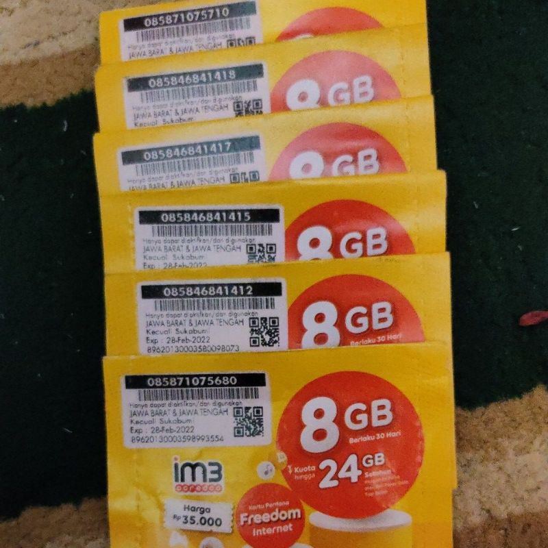 PERDANA INDOSAT 8GB FULL TANPA BAGI² NASIONAL