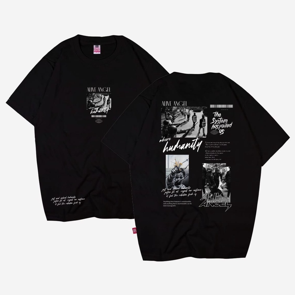 KAOS T-SHIRT DESIGN STREETWEAR WAR DEMONTRASI GRAPHIC HILARKI BLACK TEE KAOS DISTRO ORIGINAL ANARKI 