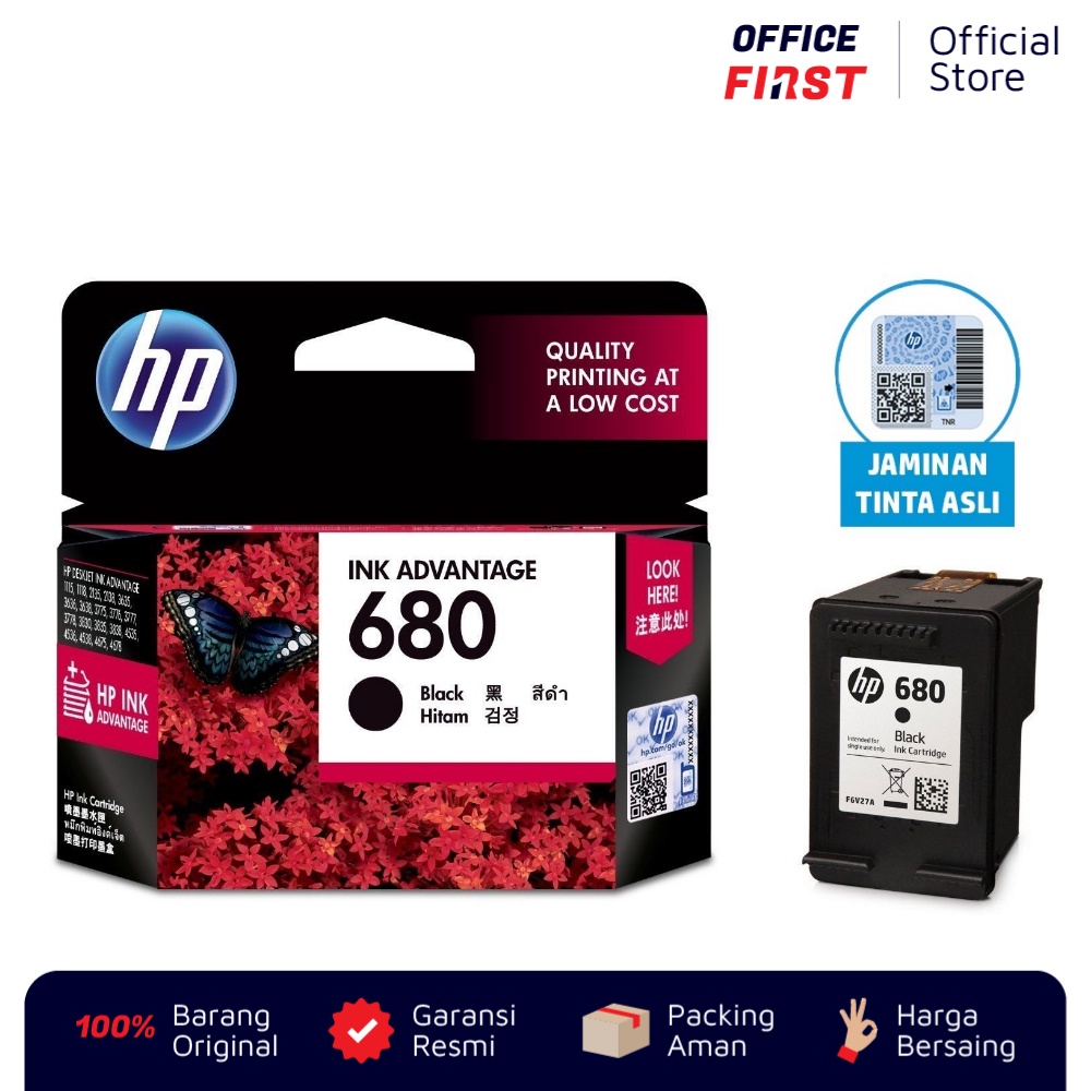Tinta HP 680 Black Hitam F6V27AA / untuk HP DeskJet ENVY OfficeJet