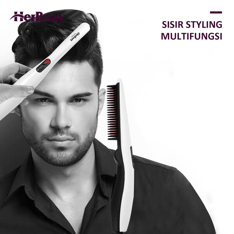 

Herbaay Gaya Jenggot Pria pelurus rambut multi-fungsi listrik panas sisir wanita sisir rambut lurus