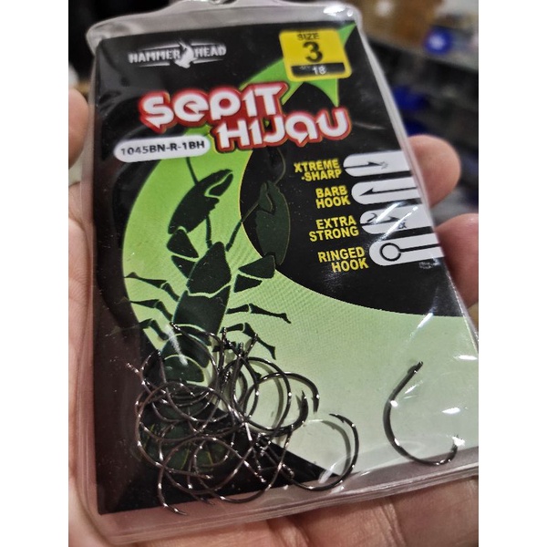 mata kail pancing hammerhead sepit hijau pancing udang