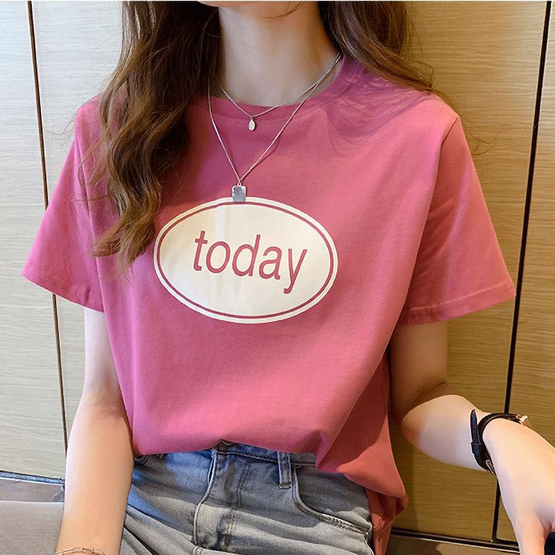 Oversize Tee Tshirt Wanita Model Longgar Motif Tulisan Today