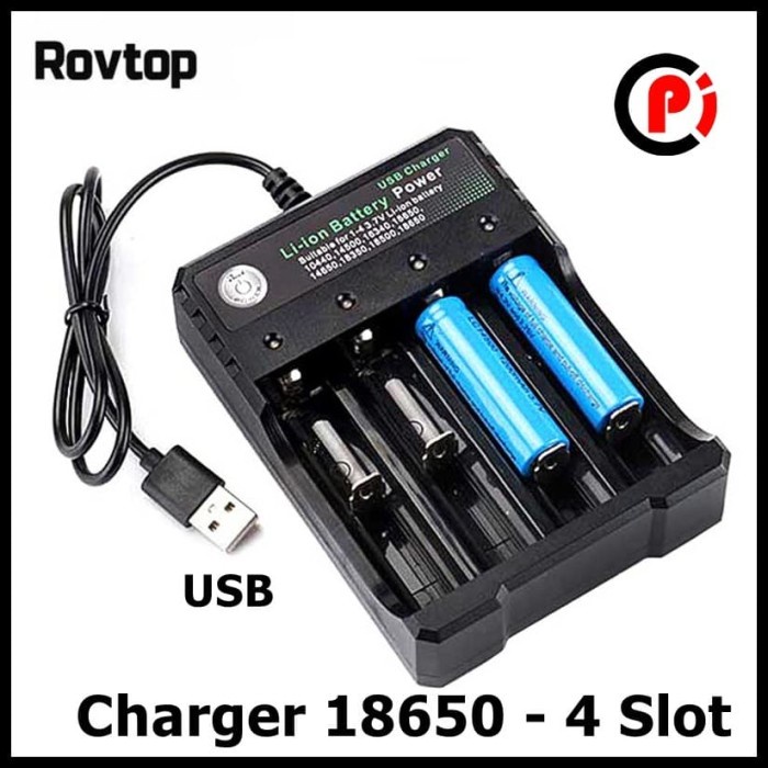 USB Charger Baterai Li Ion 18650 4 Slot Battery