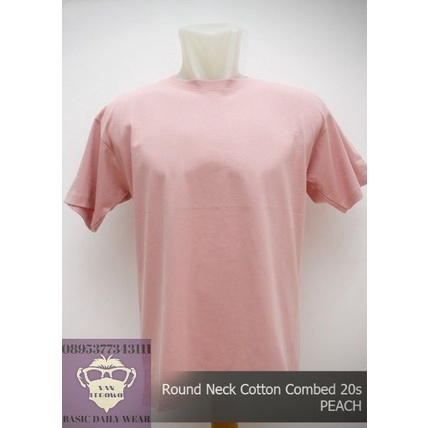 Kaos Polos Pria Baju Tshirt Oblong Oneck COTTON COMBED 20s Peach