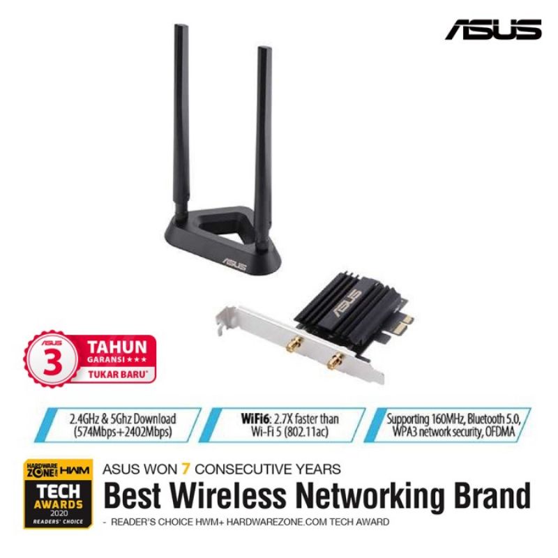 ASUS PCE-AX58BT AX3000 DUAL BAND WI-FI6 PCIE ADAPTER