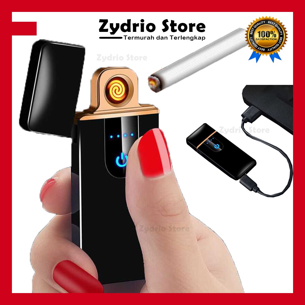 Korek Api USB Elektrik Mini Fingerprint Touch Sensor LED Lighter Unik