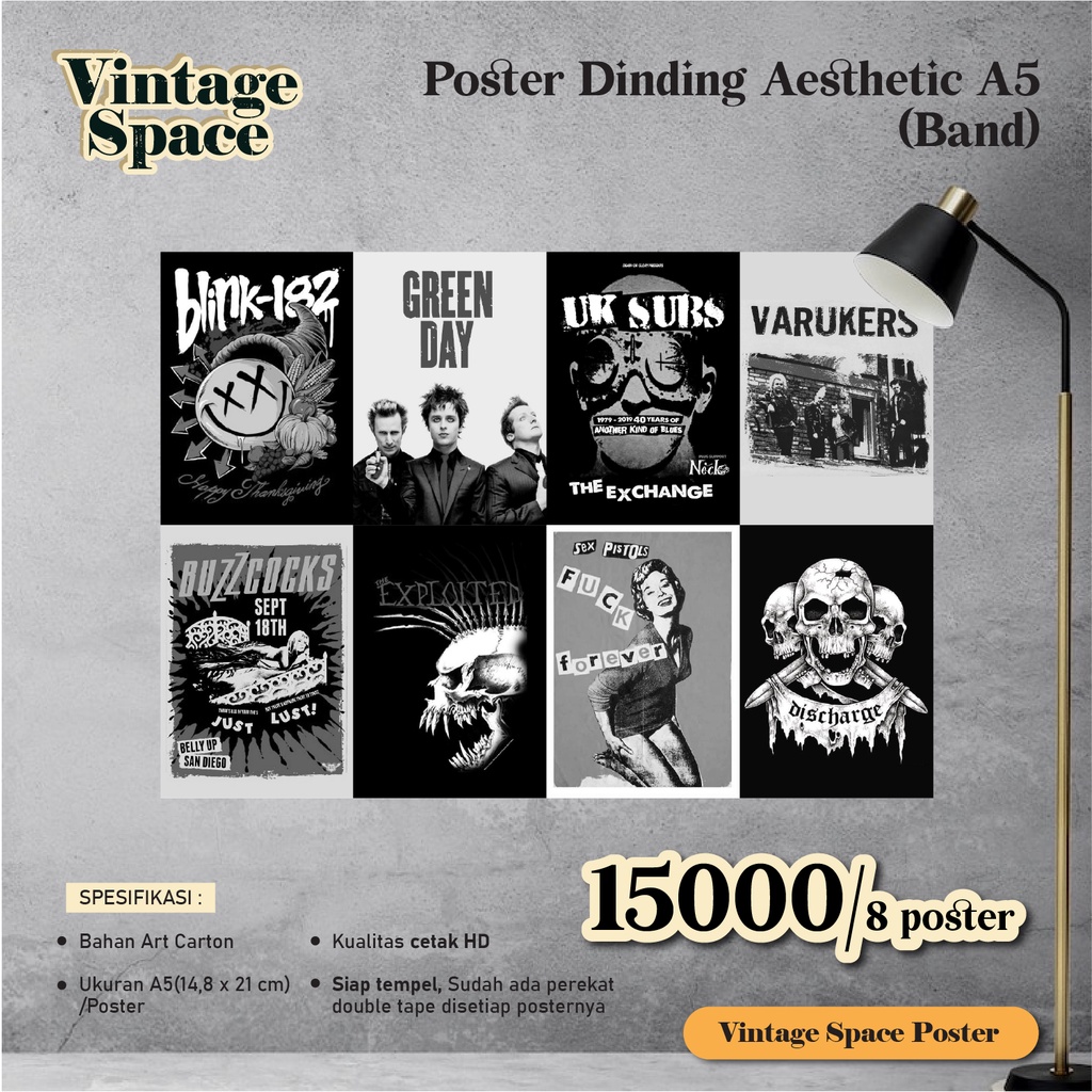 Poster Dinding A5 Band / Poster Aesthetic A5 / Poster Rock