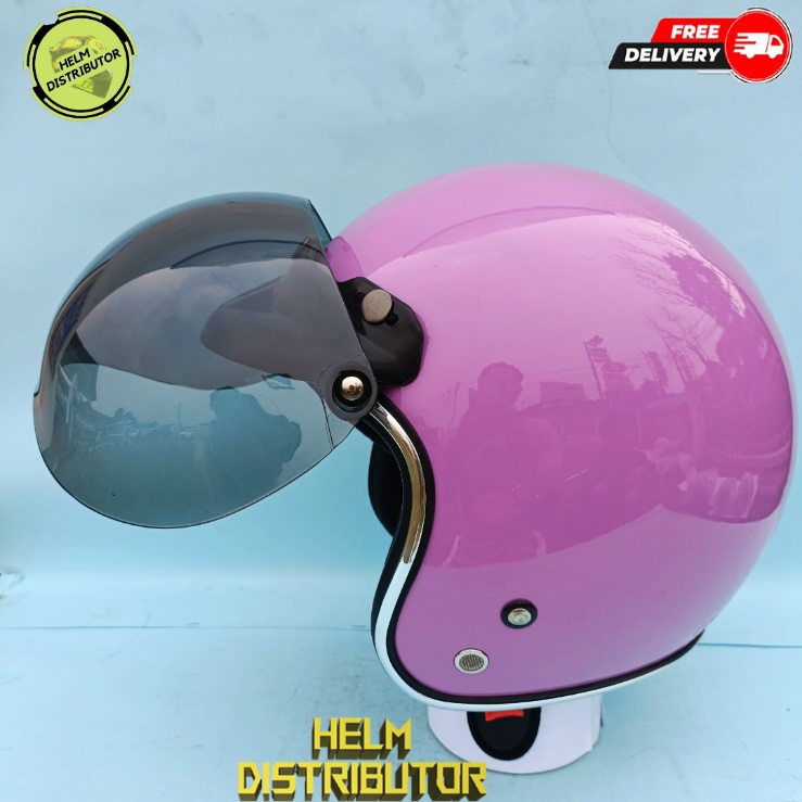 HELM BOGO DEWASA KACA CEMBUNG HITAM DAN PUTIH, LIS CHROME KUALITAS PREMIUM, UNTUK PRIA DA WANITA COD