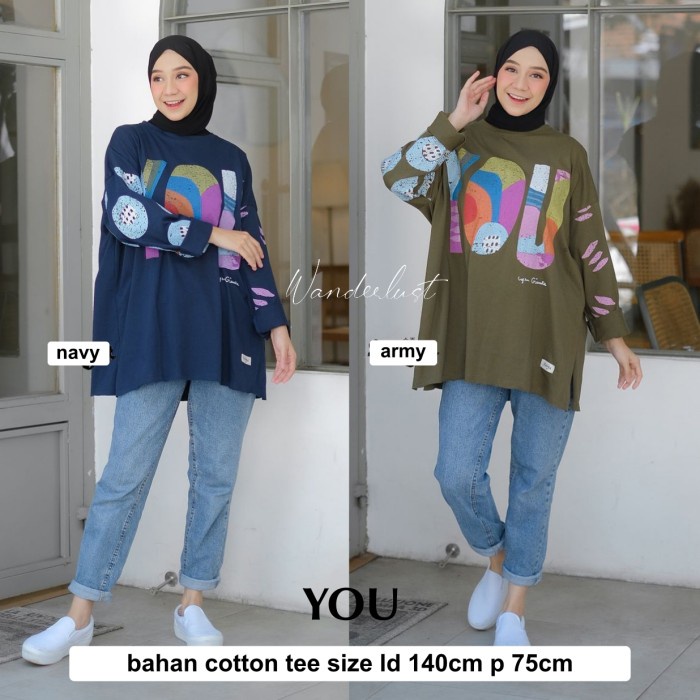 ATASAN WANITA KAOS SUPER JUMBO YOU BLOUSE BIGSIZE LD 140CM NEW