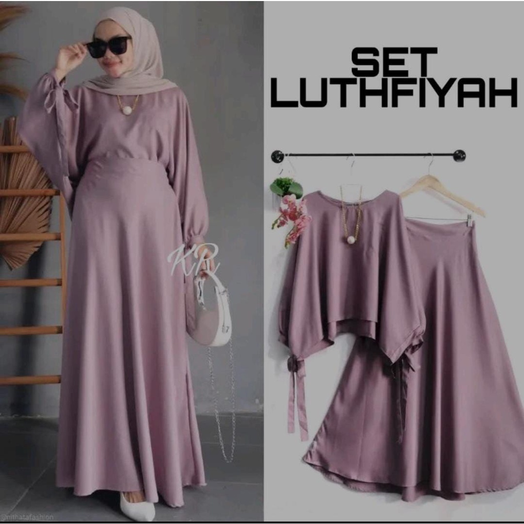 Baju Pesta Setelan Wanita Muslim Mewah Kondangan Nikahan Terbaru Lebaran 2022 Set Rok Luthfiyah Adem