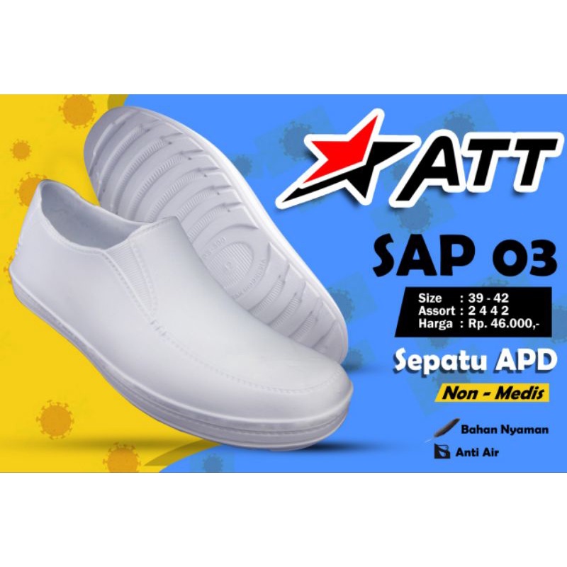 sepatu ATT SAP 03 putih sepatu slip on pria ringan APD