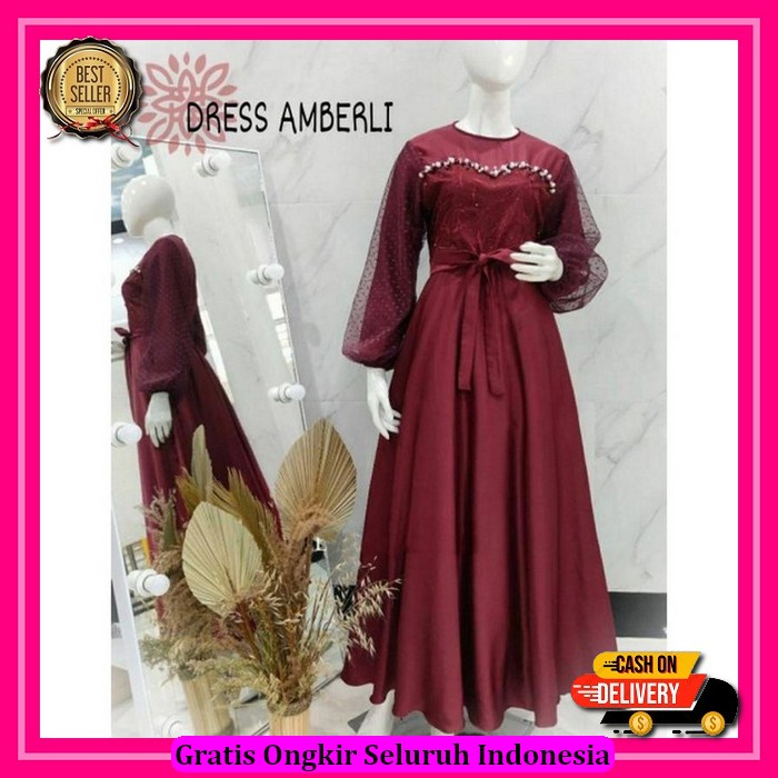 Gamis Tile Bordir|Gamis Pesta Mewah Elegan|Gamis Kondangan Modern|Gamis Tile Jumbo|Gamis Bordir Mewa