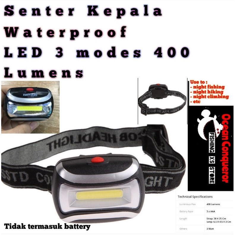 Senter kepala waterproof head lamp