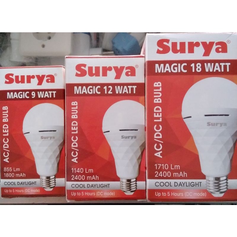SURYA Lampu Emergency/Lampu Magic 9W~12W~18W (Otomatis menyala saat listrik padam)