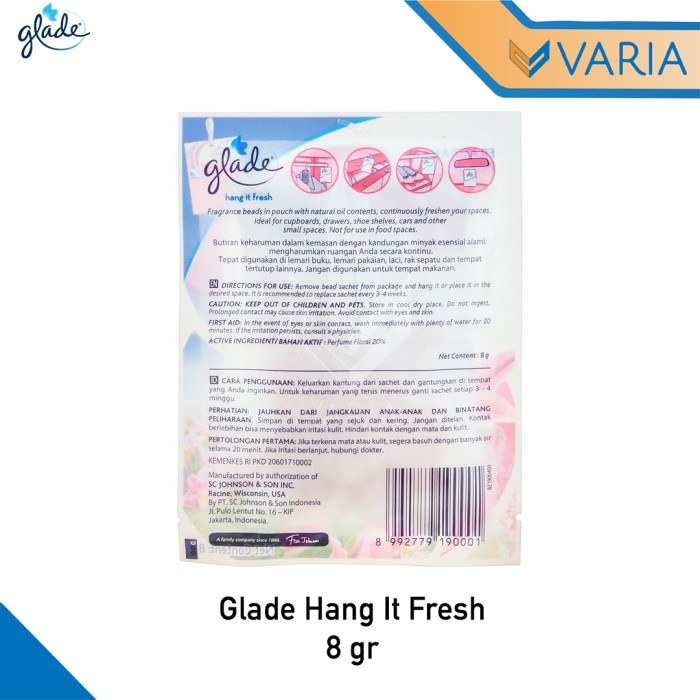 Glade Hang It Fresh 8 gr Pewangi Pengharum Ruangan Mobil Lemari Laci