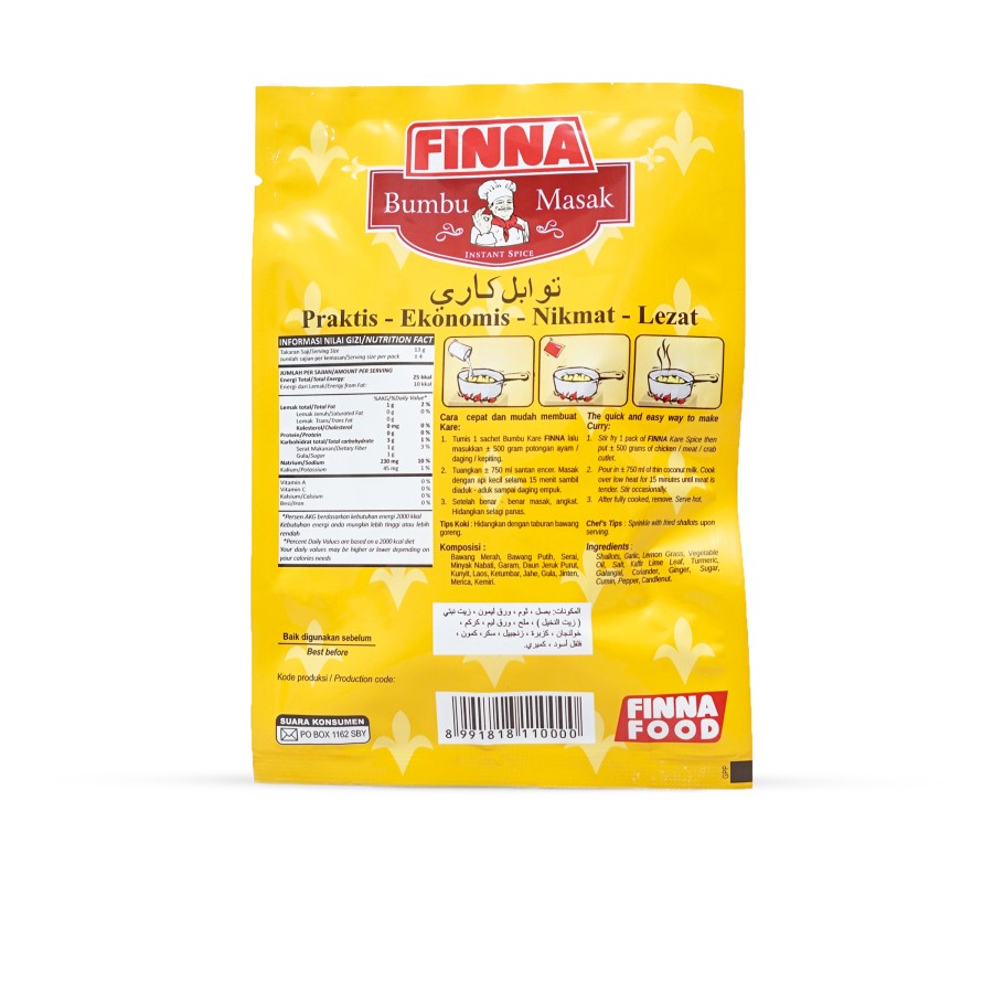 BUMBU MASAK KARE FINNA 50GR SACHET HALAL CURRY KARI