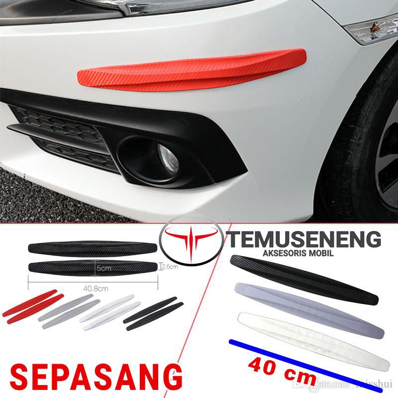 2Pcs Karet Pelindung Bumper Mobil Bantalan Sudut Pojok Bemper Mobil Guard Protektor Bahan Carbon