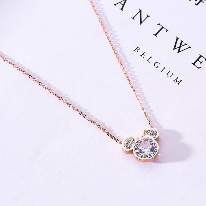 [New] Kalung titanium mini korea motif mickey hadiah wanita cewek 316L anti karat KK171