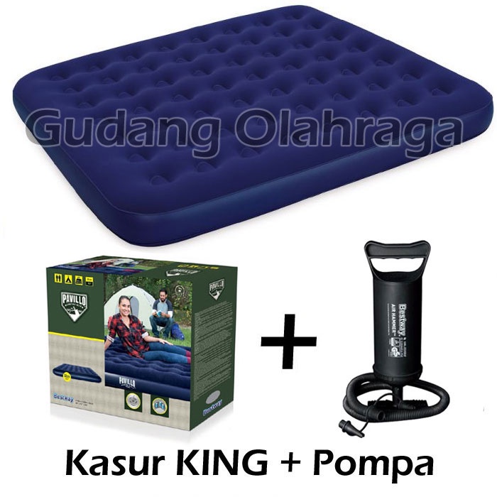 Bestway 67004 Kasur Angin KING Biru [203cm x 183cm] / Paket Kasur Tiup Air Bed King Size