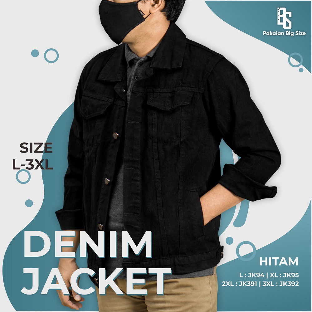 Jaket Kancing Jstro Denim Bio Wash Hitam
